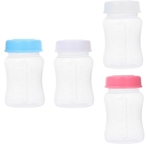 Mikikit Biberons de Lait Maternel 4 Pièces Bouteilles Transparentes à Large Ouverture Adaptées au Stockage la Collecte en Déplacement Couleur Aléatoire