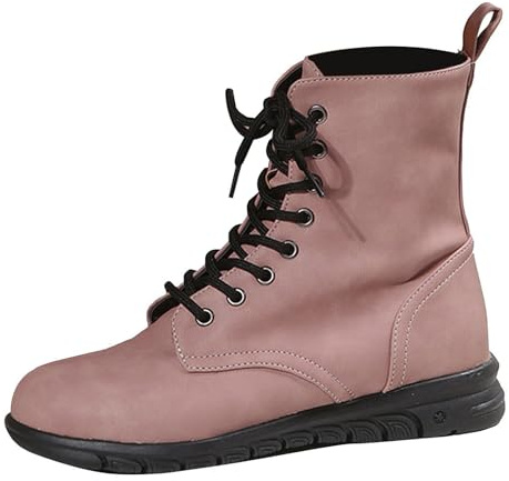 Generisch Stivali da donna per il tempo libero, in pelle, con lacci, leggeri, ortopedici, con cerniera, autunno, inverno, da donna, Colore: rosa., 38 EU