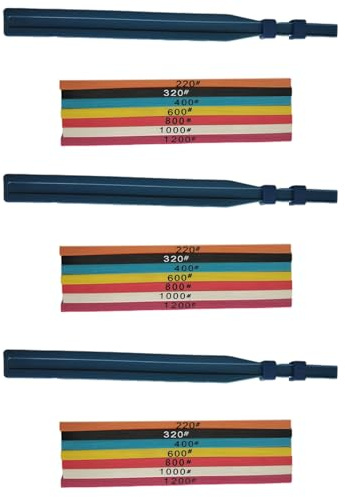 Iyalezirk 21 pièces 100 x 4 x 1 mm pierre à aiguiser en fibre super céramique pour le polissage de moules + support pour 3 pièces