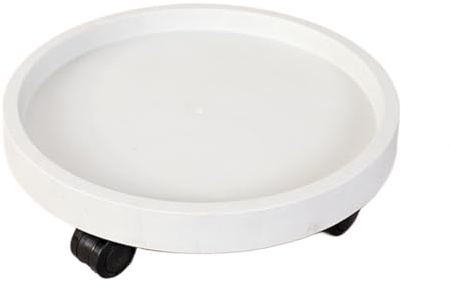 Rullbart Växtvagn Växtvagn Plastrunda Med Låsbara Hjul For Blomkrukor Och Blomkruka Display Blomvagn för Inomhusbruk(White,29cm)