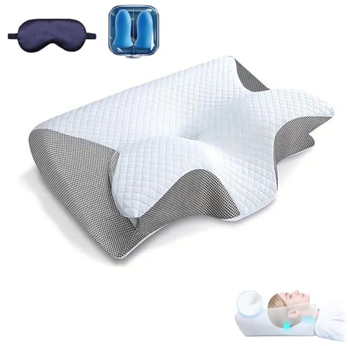 HOPASRISEE Lunava Orthopädisches Kopfkissen, Mylunava Kissen OrthopäDisches Schlafkissen, Ergonomisches Nackenkissen füR Seiten RüCken & BauchschläFer, Jede Nacht Erholsam Schlafen(Grau)