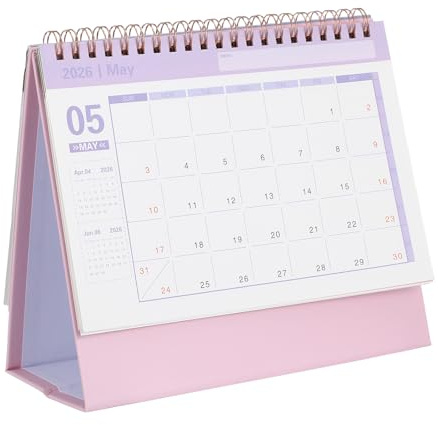 WOFASHPURET Tischkalender 2026 Rosa Kleiner Stehender Kalender Mit Monatsübersicht Für Büro Und Zuhause Kompakter Planer Für Terminplanung Und Notizen