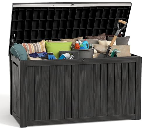 GYMHILL 200 Gallon Deck Box Large Outdoor Storage Box Waterproof for Patio Furniture,Outdoor Cushions,Garden Tools and Pool Supplies,Weatherproof(Black,200Gallon)