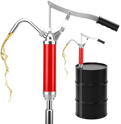 Pompa per Fusti con Azione a Leva, Pompa Manuale per tamburo | Tubo di Aspirazione Telescopico da 15 a 55 Galloni, per Gasolio, olio lubrificante, olio motore