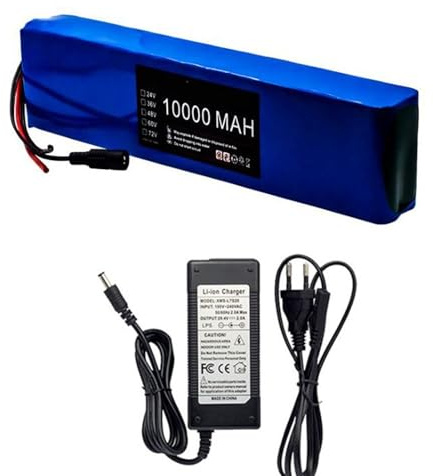 Batería de Litio para Bicicleta Eléctrica 24V 10Ah para Baterías Recargables Baterías de Iones de Litio para Patinetes Eléctricos 7S4P con BMS Charger 24V 10Ah,XT60+SM