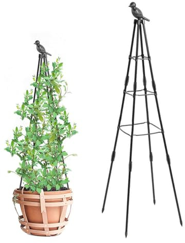 Traliccio da giardino regolabile, obelisco antiruggine di altezza 63 per piante rampicanti, supporto rimovibile per fiori da interno ed esterno
