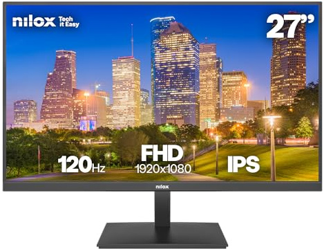 Nilox NXM27FHD1204 Monitor Gaming de 27'' Full HD IPS, Frecuencia de 120 Hz, Tiempo de Respuesta de 4 ms, Salida de Audio de 3,5 mm, Conexiones HDMI/DP, VESA 100×100 mm