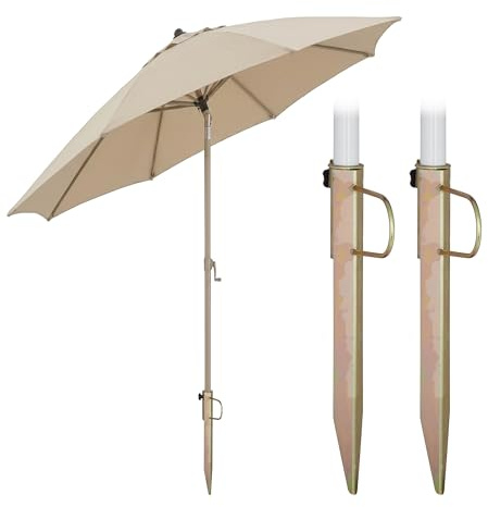 Relaxdays Rasendorn Set da 2 Supporti per ombrellone, per Pali Fino a 32 mm, Giardino/Campeggio/Spiaggia, Acciaio