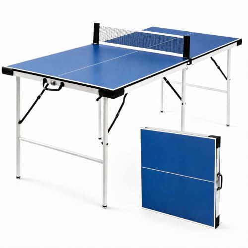 Hyner Mesa de ping pong de 169 cm para exterior, plegable, de metal | Marco de 6 patas premontado, plegable, ahorra espacio, ideal para jardín y terraza