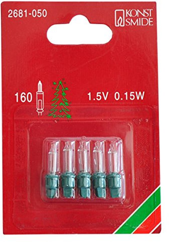Konstsmide 2681-050 Ersatzbirne / für Lichternetze / 1,5V, 0,15W / 5er Blister / Steckfassung, grün