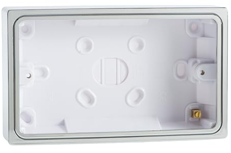 Varilight YBD/C Polished Chrome Decorative Twin Socket Back Pattress Box Surface, White, 91x151x35mm | Decorative, Surface, 91x151x35mm