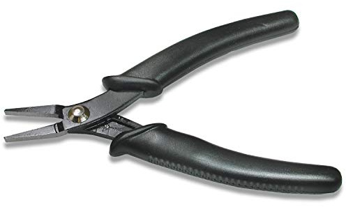 The Beadsmith Hi-Tech-Flachzange, 140 mm, mit Kopf aus Karbonstahl, schwarzer Komfortgriff mit Feder, Werkzeug für Schmuckherstellung, Elektronik oder Mikromechaniker