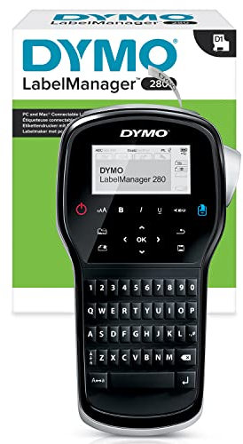 Dymo LabelManager 280 Label Maker | Rechargeable Handheld Label Printer with QWERTY Keyboard | Includes Black & White D1 Label Tape (12mm) | For Home & Office