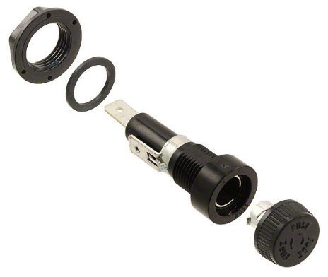 BUSSMANN BK/HKP-HH-R (HKP-HH) Cartridge Fuse Holder. For 6x30mm (1/4 in x 1-1/4 in) Fuses. Panel Mount