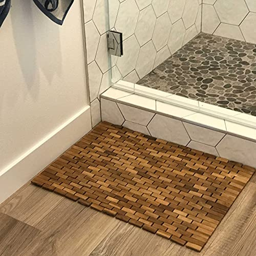 Hip-o Modern Living Bade- und Duschmatte aus Teakholz für drinnen und draußen.
