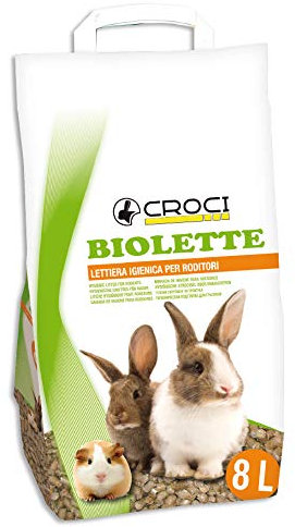 Croci Biolette - Ökologische Streu 8 Liter, Pelletstreu, natürlich und biologisch, für Kaninchen, Nagetiere, Vögel und kleine Säugetiere, geruchshemmend
