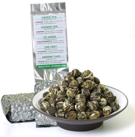 GOARTEA Jasmine Pearls Thé Vert 100g 3.5oz Supreme Jasmin Perlas Green Tea