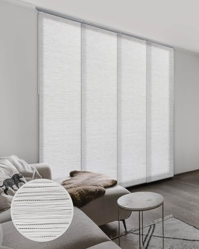 GoDear Design Adjustable Sliding Panel Track Blinds, Vertical Blinds, Room Dividers Walls, Closet Doors, Extendable Track from 45.8 to 86 W, Trimmable Panel Curtains Up to 96 H, Mica