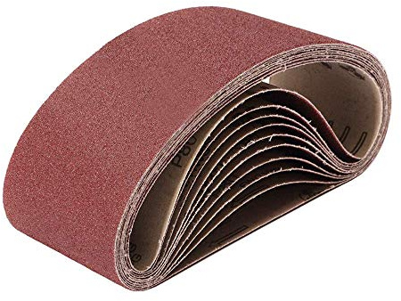 Schleifband, 75 mm x 457 mm, Körnung 60/80/120/180/240/320/400/600/800/1000, Bandschleifer für Holzbearbeitung und Metallpolieren, 10 Stück Aluminiumoxid-Schleifband