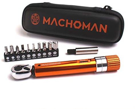 MACHOMAN 1/4 Dr. Chiave dinamometrica tascabile 2-14 Nm, attrezzo per bicicletta con set di 10 punte e porta punte magnetico, adatto per biciclette, mountain bike(TQW210SB)