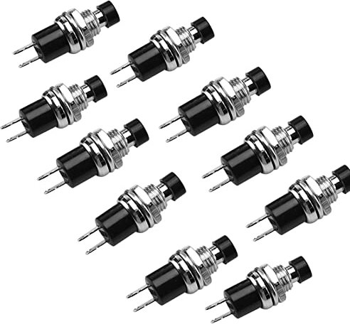 Interruptor de Botón Pulsador Momentáneo, Interruptor Momentáneo de 10 Piezas, Spst Normalmente Abierto Sin Interruptor de Botón de Bloqueo 2 Pines 1A 250 V CA, Negro