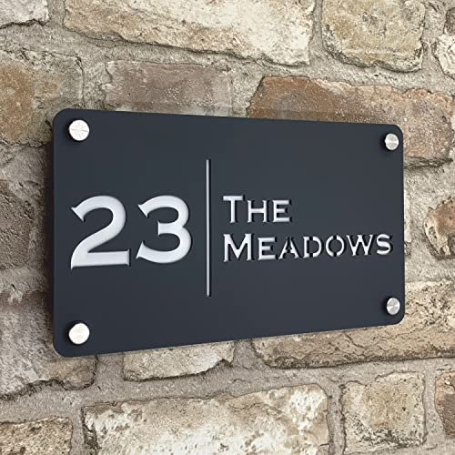 The House Sign Company – York Personalised House Sign | 24cm X 13cm | Acrylic Door Plaque with Name or Number | Weatherproof Outdoor House Name Plate