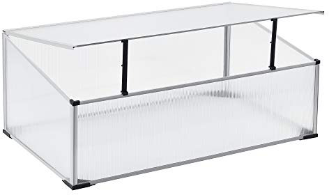 [en.casa] Frühbeet 'Horta' Mini-Gewächshaus 100x60x40 cm Beetkasten Gewächshaus Treibhaus Pflanzbeet Tomatenhaus Frühbeetkasten Hohlkammerplatten