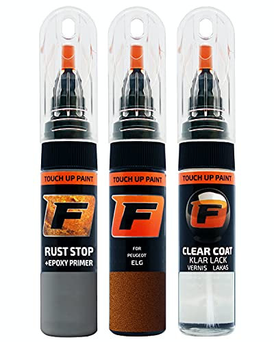 FIRANTO Lackstift Autolack Reparaturset für Peugeot ELG Cuprite/metallic Copper - 3-in-1 Autolack Kratzer Reparaturstift 15ml Grundierung, Klarlack