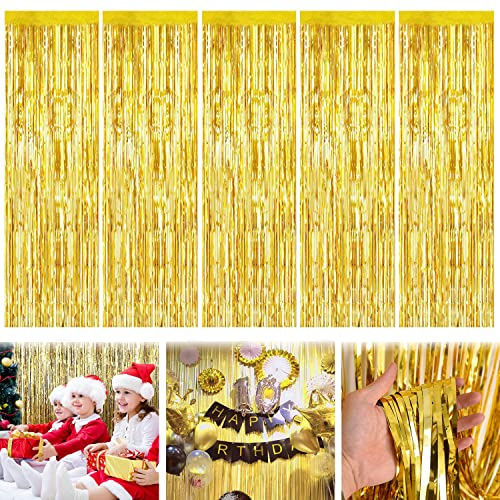 Lametta Glitzer Vorhang, 5 Stücke Metallische Folie Fransen für Party Deko, Geburtstagsdeko, Hochzeit, Festivals und Bühnendekor