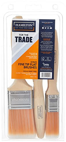 Hamilton for The Trade Flat Tip Paintbrushes Brushes 6 Pack 2 x 1in, 2 x 1.5in, 2 x 2in