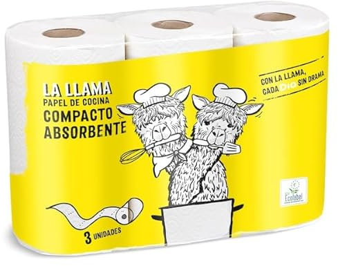 DIA LA LLAMA papel de cocina compacto doble rollo paquete 3 uds