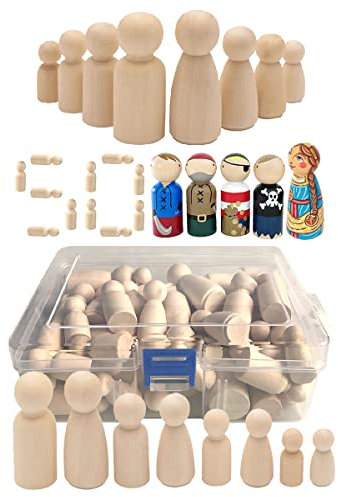 Figuren Holzfiguren, 50 Stück DIY Holzfiguren Puppen,Humanoide Marionette Kinderspielzeug Männlich und Weiblich Puppe Spielzeug Basteln Kunsthandwerk, Familie DIY Basteln Hochzeitsfeier Dekor