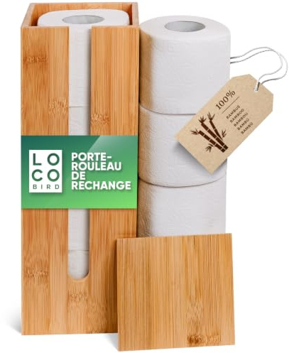 Loco Bird Porta Carta Igienica da Terra Bambù - Portarotoli Scorta Chiuso
