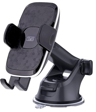 T'nB - Zina Support Téléphone Voiture, Fixation 3 en 1 Pare-Brise Tableau de Bord Grille D'aération, Bras Télescopique Réglable, Rotation 360°, Compatible Smartphone Jusqu'à 7 Pouces - Noir