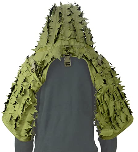 ROCOTACTICAL Sniper Ghillie Viper Hood with 3D Laser-cut leaves, Tactical Ghillie Suit Foundation for Wargame, Hunting, Airsoft, Sniper Coat (Army Green)