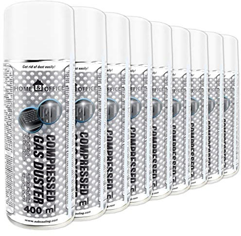AABCOOLING Home&Office Compressed Gas Duster-Dammdammburk för rengöring av dator, tangentbord och annan kontorsutrustning, tangentbordsrensare, luftblåsare, tangentbordsspray, PC-dammare K4, 9x400ml