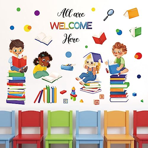 wondever Wandtattoo Bücher Lesen Kinder Wandsticker Sprüche Inspirierende | Abziehen und Aufkleben, Abziehbar, Wandaufkleber Selbstklebend für Kinderzimmer Babyzimmer Schlafzimmer Wanddeko