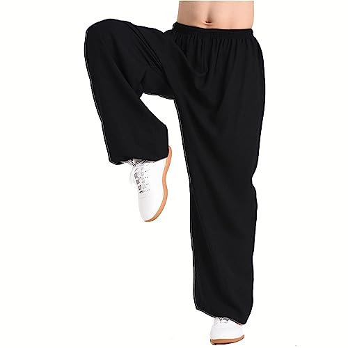 StoyRb Pantaloni Tai Chi Uomo Donna Pantaloni per Arti Marziali Pantaloni Kung Fu Pantaloni Lanterna Yoga Pantaloni da Jogging,001,XL