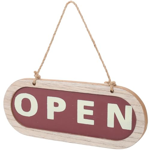 Letrero de Madera Abierto y Cerrado para Tienda, Colgante | Placa de Puerta Cuerda, Estilo Rústico y Diseño Clásico, Acabado Fino para Mostrar Estado del Negocio