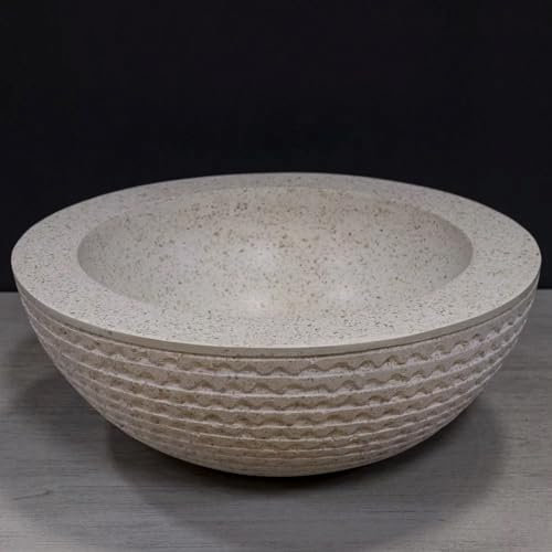 Teako Design Aufsatzwaschbecken Nera Ø 40 cm Naturstein Terrazzo, Badezimmermöbel, Waschbecken Bad, Aufsatzwaschbecken Rund, Modernes Badezimmerdesign, Pflegeleichtes Waschbecken