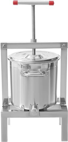 Traubenpresse, 2,6 gal/10 l Edelstahl Obst Weinpresse, Apfelweinpresse, manuelle Zerkleinerer Entsafter, manuelle Fruchtpressen zum Pressen von Obst, Gemüse