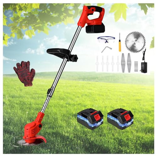 Wizvox Taglia Bordi A Batteria Ricaricabile, con 2 Batterie 20A E 1 Caricabatteria Tagliaerba Senza Filo con 3 capacità di Taglio Tagliaerba Elettrico Senza Filo, per Rifilare Il Prato