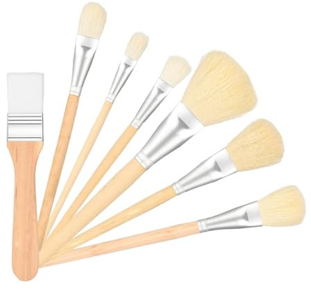 Makemop Set med 7 akrylfärgborstar - set med 7 för att förstöra - målarpenslar - förgyllningsborste - fläktborste för målning - konstnärsborstar