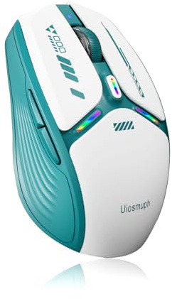 Uiosmuph G19 Uppladdningsbar Bluetooth-mus, trådlös mus (Tri-Mode: BT5.0/5.1+2.4G), 3 dpi trådlös mus, synlig batterinivå, med USB Nano-mottagaradapter USB typ c(grön)