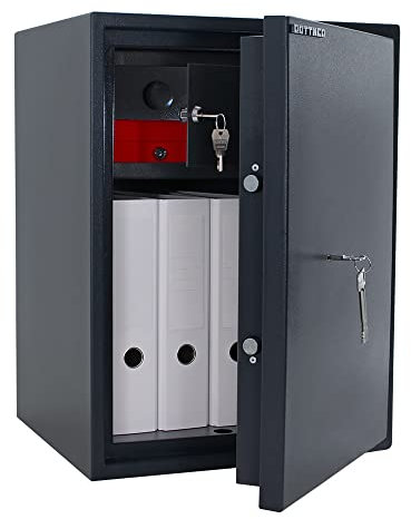 Rottner Möbeltresor Liam 600 IT Doppelbartschloss leichter Feuerschutz verstellbarer Fachboden separat verschließbarer Innentresor Zylinderschloss inkl. Verankerungsmaterial