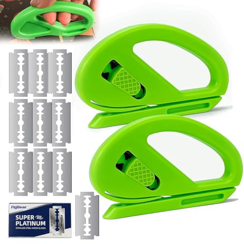 2 Stück Geschenkpapier Schneider mit 10 Ersatzklingen, Geschenkpapierschneider, Wrapping Paper Cutter für Geburtstage, Weihnachten und Alle Arten von Festen(B)