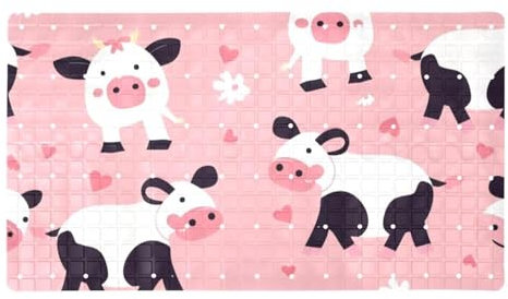 Little Cute Pink Cow rutschfeste Premium-Badewannenmatte, schnell trocknend, extra lang, leicht zu reinigen, sicher für Erwachsene, Frauen und Familie