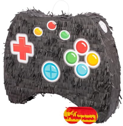 Fax Potato 2pc Game Controller Piñata- und Augenbinden-Set - Schwarz - Mexikaner Kinder Mädchen Jungs Geburtstagsfeier Parteien Spiele Dekorationen Bausatz