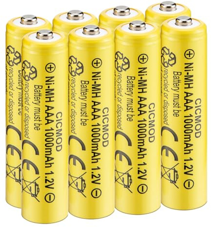CICMOD 8 Stück AAA Akku 1000mAh Wiederaufladbare AAA Akkubatterien NI-MH 1,2 V Hohe Kapazität Solar Aufladbare Akkus