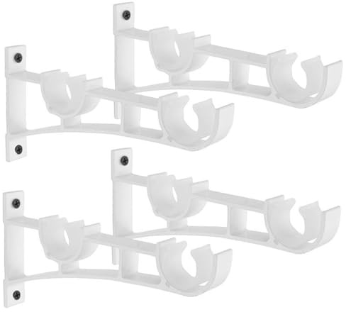 Gardinenstange Halterung Sonwaha 4 Stück Vorhangstange mit Doppelstange Vorhang Halter Gardinen Stangenhalterung für Gardinen Kleiderstange Duschstange (Weiß)